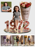 Flower, Photo and Year - Gift For Her - Personalized Birthday Custom Shaped Acrylic Plaque