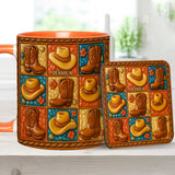 Cowgirl Boot Print, Western Cowgirl - Personalized Cowgirl Accent Mug & Coaster