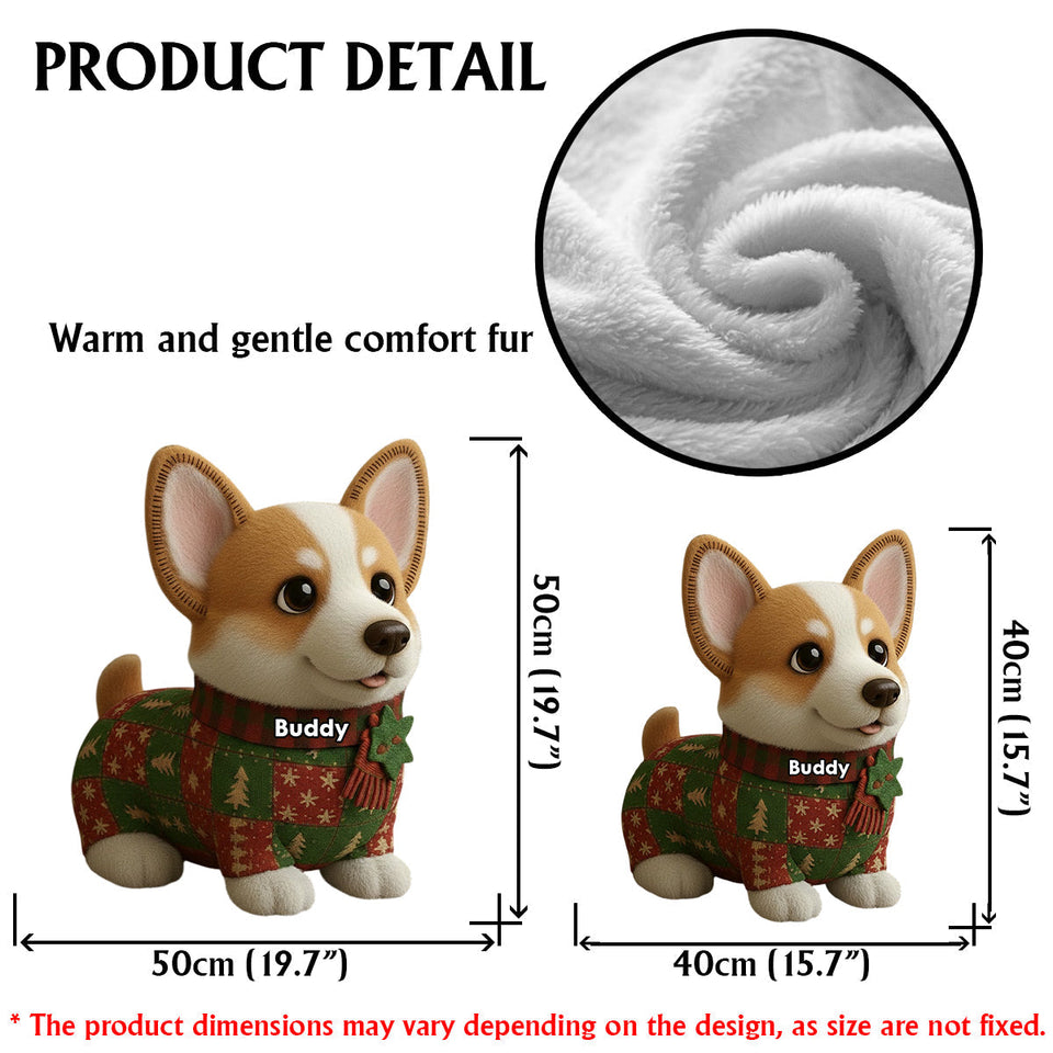 Dog Christmas Quilt - Personalized Dog Faux Fur Shaped Pillow