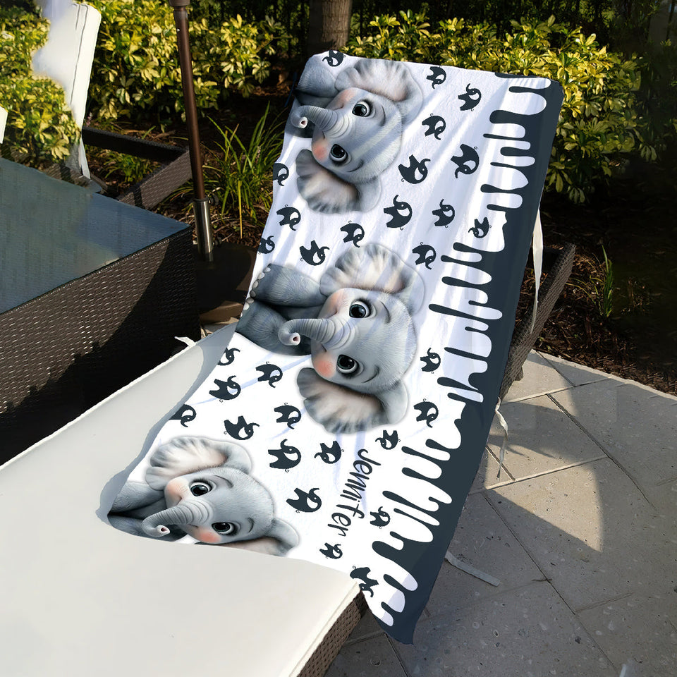 Cute Elephant - Personalized Elephant Quick-dry Beach Towel/ Bath Towel