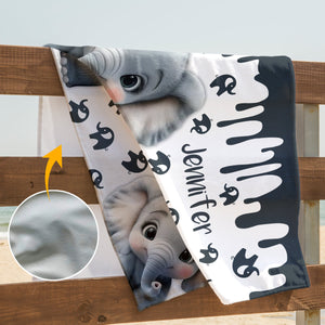 Cute Elephant - Personalized Elephant Quick-dry Beach Towel/ Bath Towel
