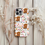 Floral Highland Cow - Personalized Highland Cow Full Print Phone Case