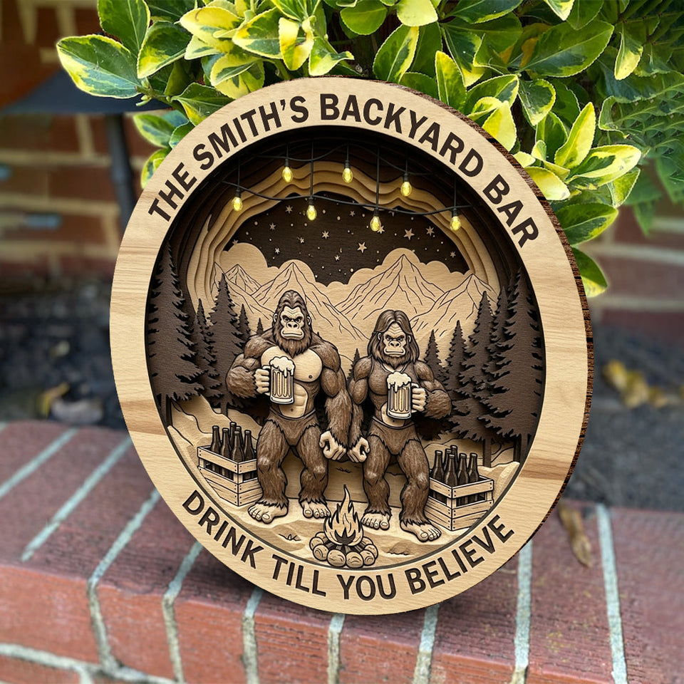 Drink Till You Believe - Personalized Camping Round Wood Sign