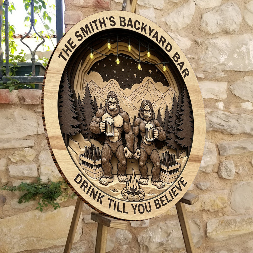 Drink Till You Believe - Personalized Camping Round Wood Sign