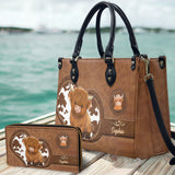 Cute Highland Cow - Personalized Highland Cow Leather Long Wallet