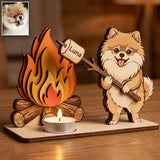 Funny Campfire Pet, Candle Stand - Personalized Dog 2 Layered Big Freestanding