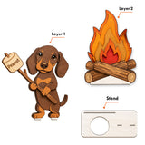 Funny Campfire Pet, Candle Stand - Personalized Dog 2 Layered Big Freestanding