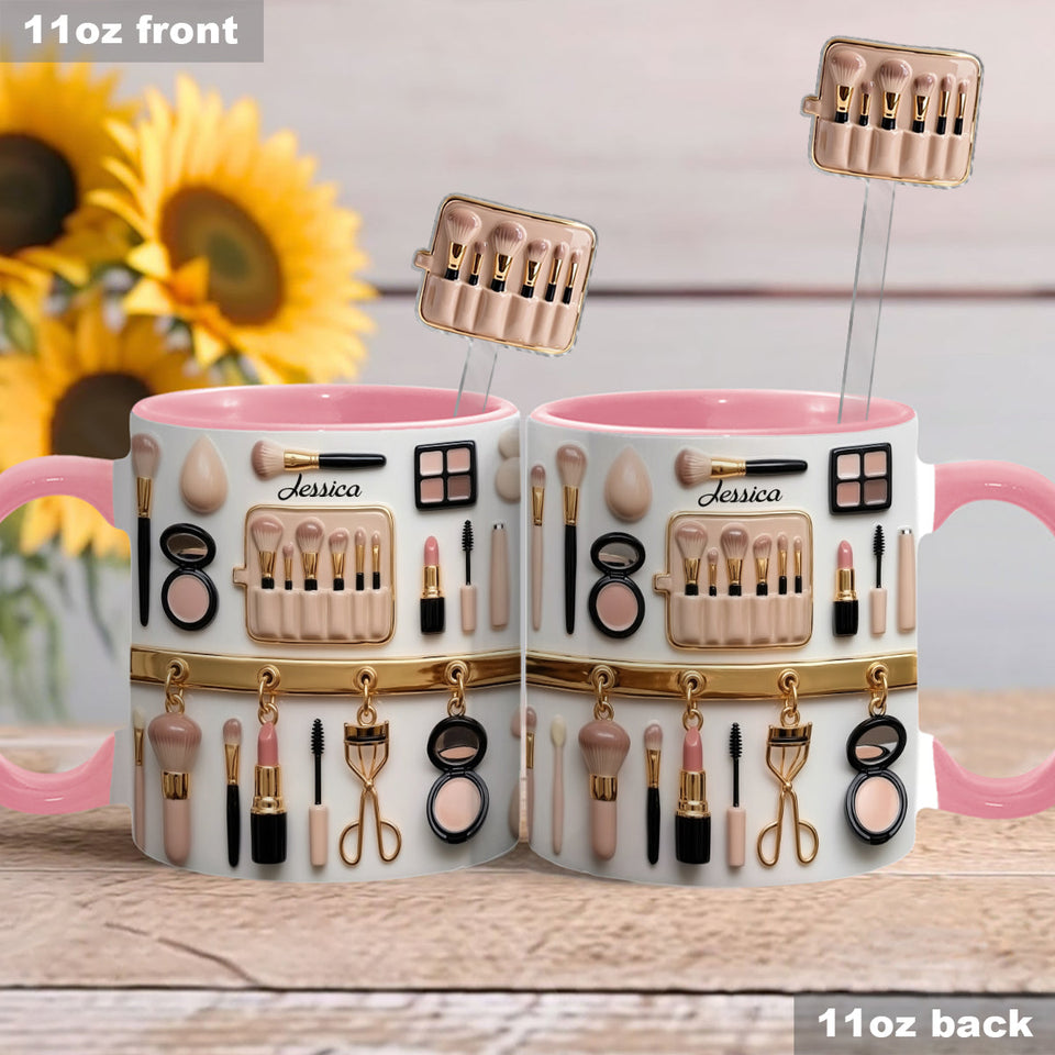 Makeup Artist - Personalized Makeup Set Accent Mug with Acrylic Stirrers