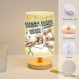 Best Dad Ever - Personalized Father Table Lamp with Wood Base