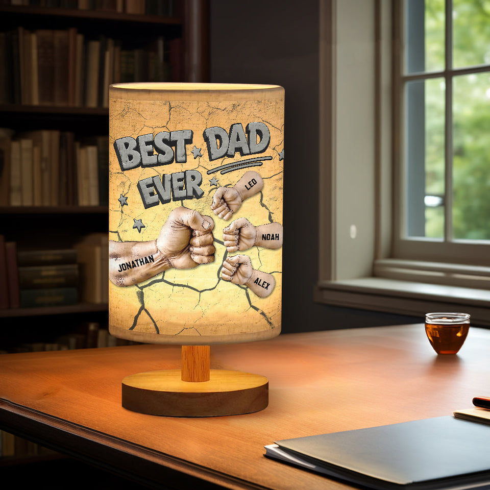 Best Dad Ever - Personalized Father Table Lamp with Wood Base