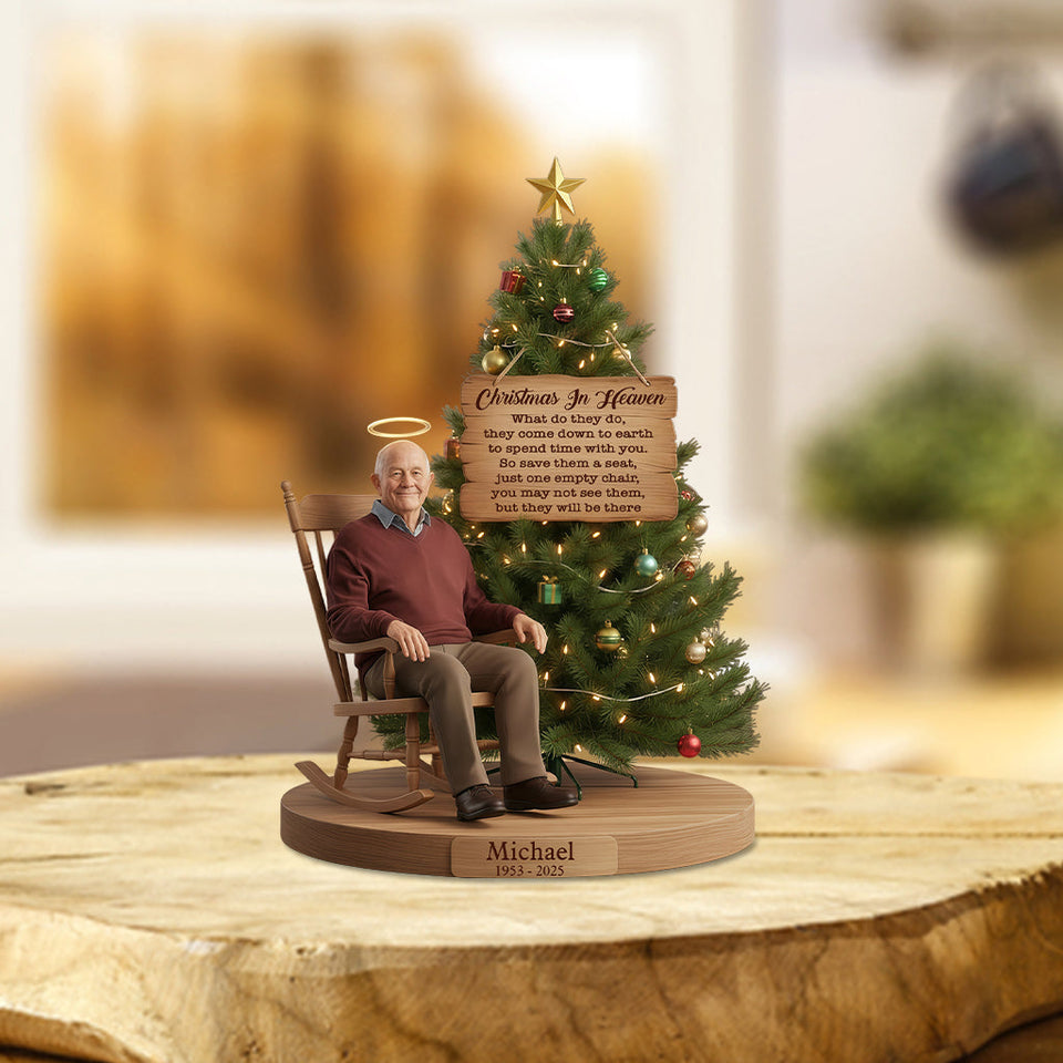 Noël au paradis - Plaque commémorative personnalisée en acrylique de forme personnalisée