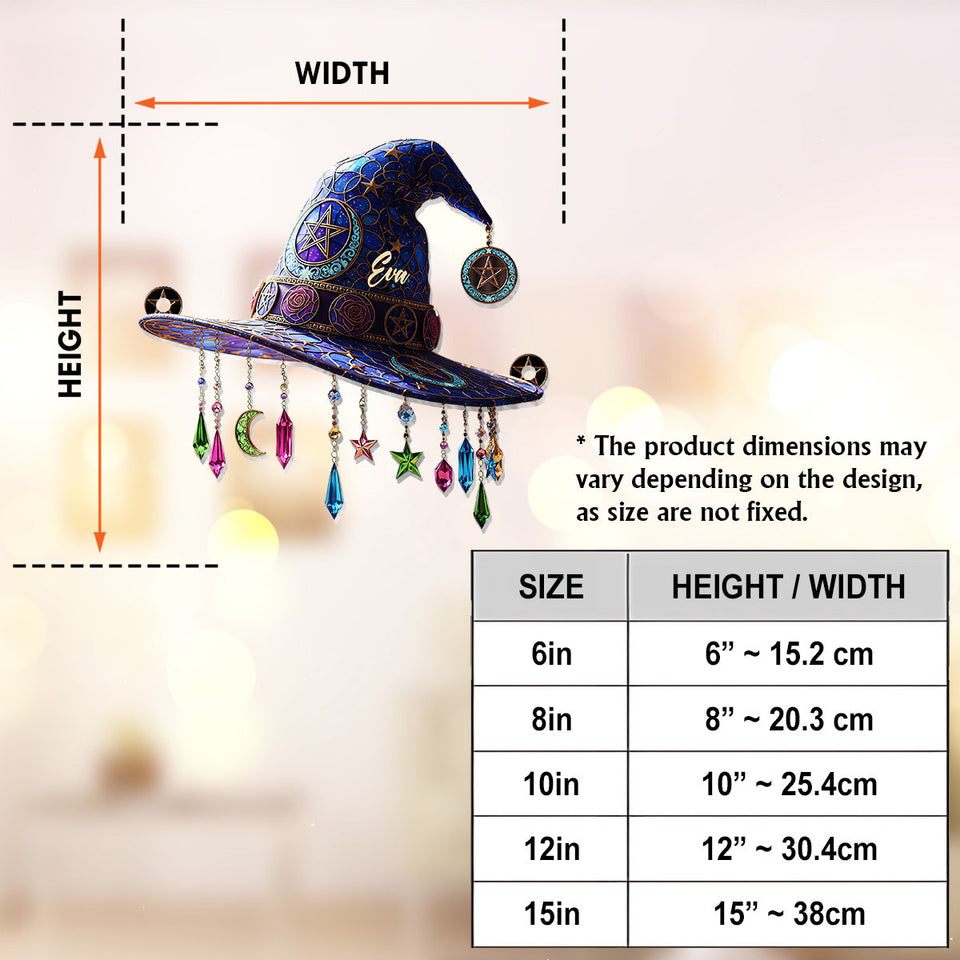 Magical Hat - Personalized Witch Window Hanging Suncatcher Ornament
