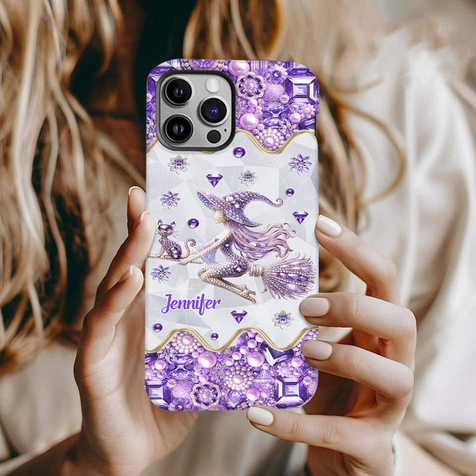 Witch And Broomstick - Personalized Witch Full Print Phone Case