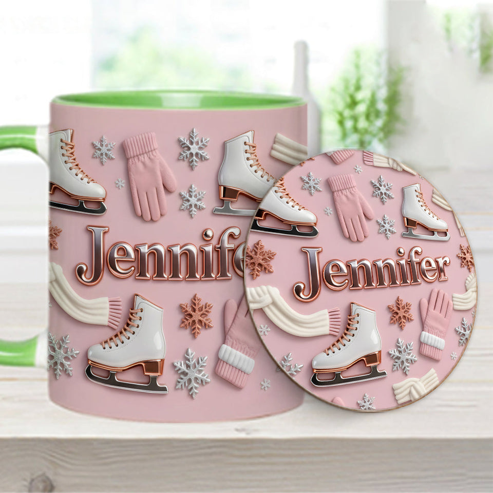 Ice Skating Makes Me Happy - Personalized Ice Skating Accent Mug & Coaster