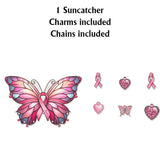 Stronger Than The Storm - Personalized Breast Cancer Awareness Window Hanging Suncatcher With Charms