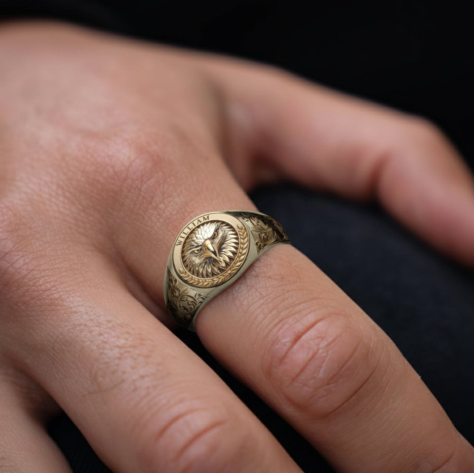 American Bald Eagle - Personalized Bald Eagle Signet Ring