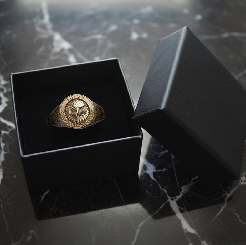 American Bald Eagle - Personalized Bald Eagle Signet Ring