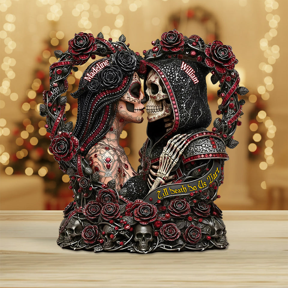 Sugar Skull Till Death Do Us Apart - Personalized Skull Custom Shaped Acrylic Plaque