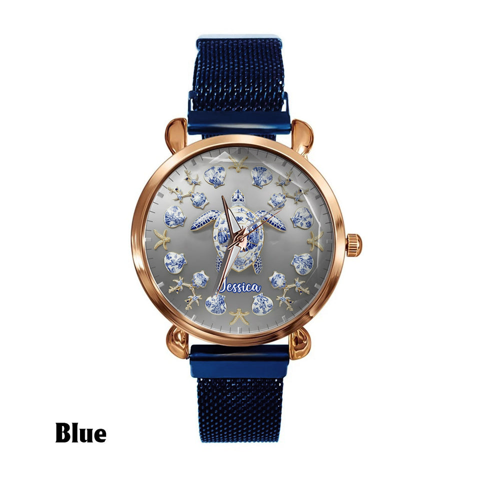Toile De Jouy Turtle - Personalized Turtle Women Hand Watch