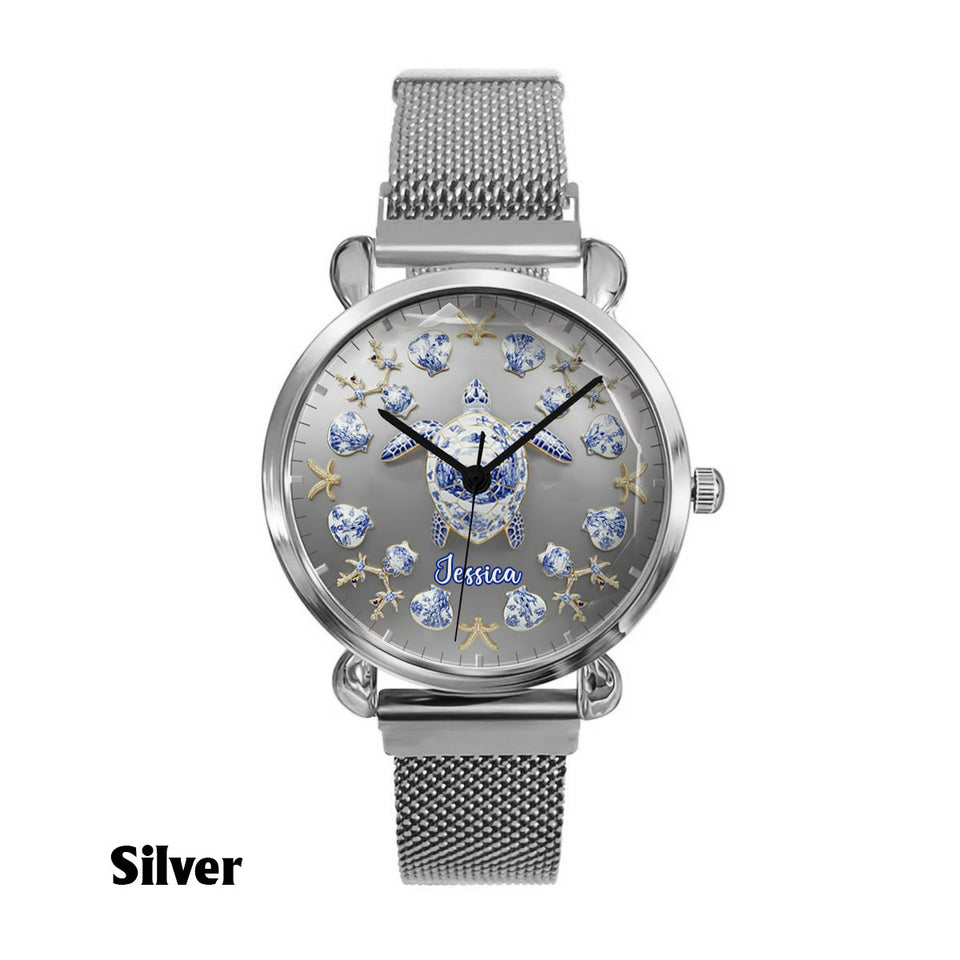 Toile De Jouy Turtle - Personalized Turtle Women Hand Watch