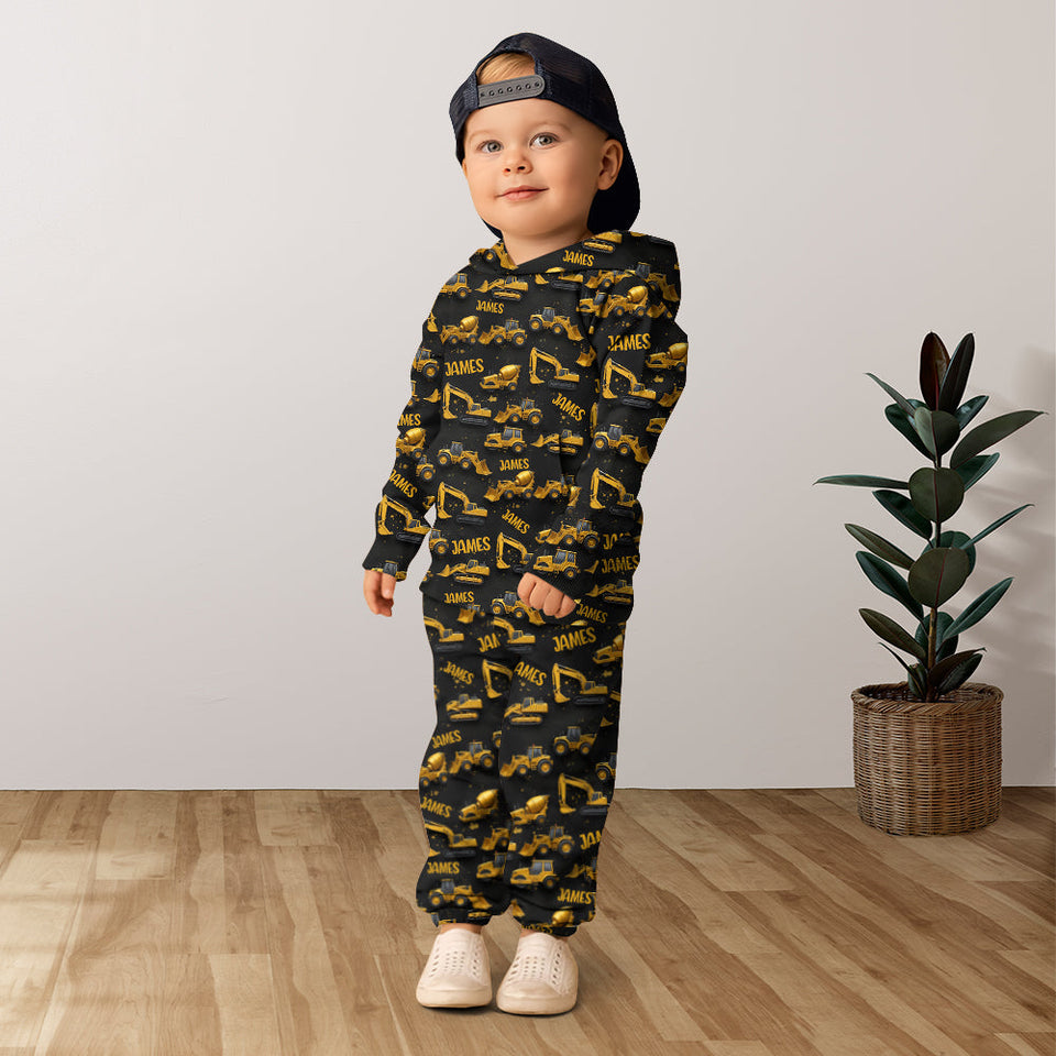 Construction Truck - Personalized Kid Kid Hoodie & Kid Jogger Sweatpants