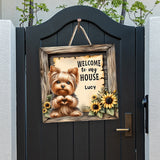 Welcome To My House - Personalized Dog Custom Shaped Wood Sign