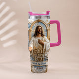 Faith Over Fear - Personalized Christian Tumbler With Plush Charm