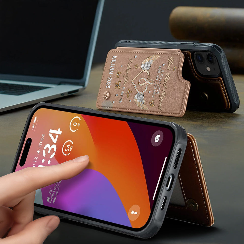 Je t'aimerai toujours - Étui portefeuille commémoratif personnalisé pour téléphone portable « Je t'aimerai toujours »