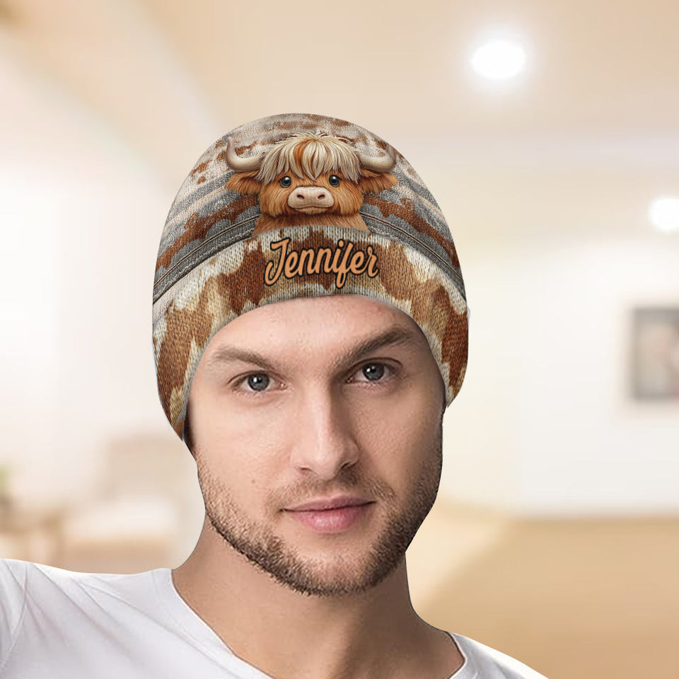 Cute Highland Cow - Personalized Highland Cow Beanie Hat