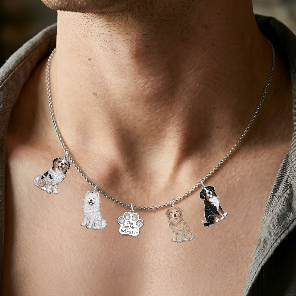 This Dog Mom Belongs To - Personalized Dog Metal Necklaces With Pendants