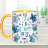 Just A Girl Who Loves Turtles - Personalized Turtle Accent Mug