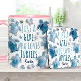 Just A Girl Who Loves Turtles - Personalized Turtle Accent Mug