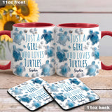 Just A Girl Who Loves Turtles - Personalized Turtle Accent Mug