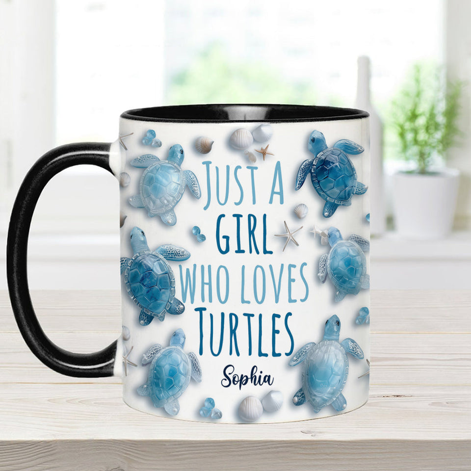 Just A Girl Who Loves Turtles - Personalized Turtle Accent Mug