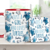 Just A Girl Who Loves Turtles - Personalized Turtle Accent Mug