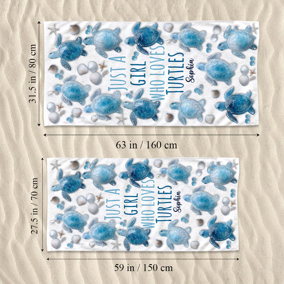 Just A Girl Who Loves Turtles - Personalized Turtle Quick-dry Beach Towel/ Bath Towel