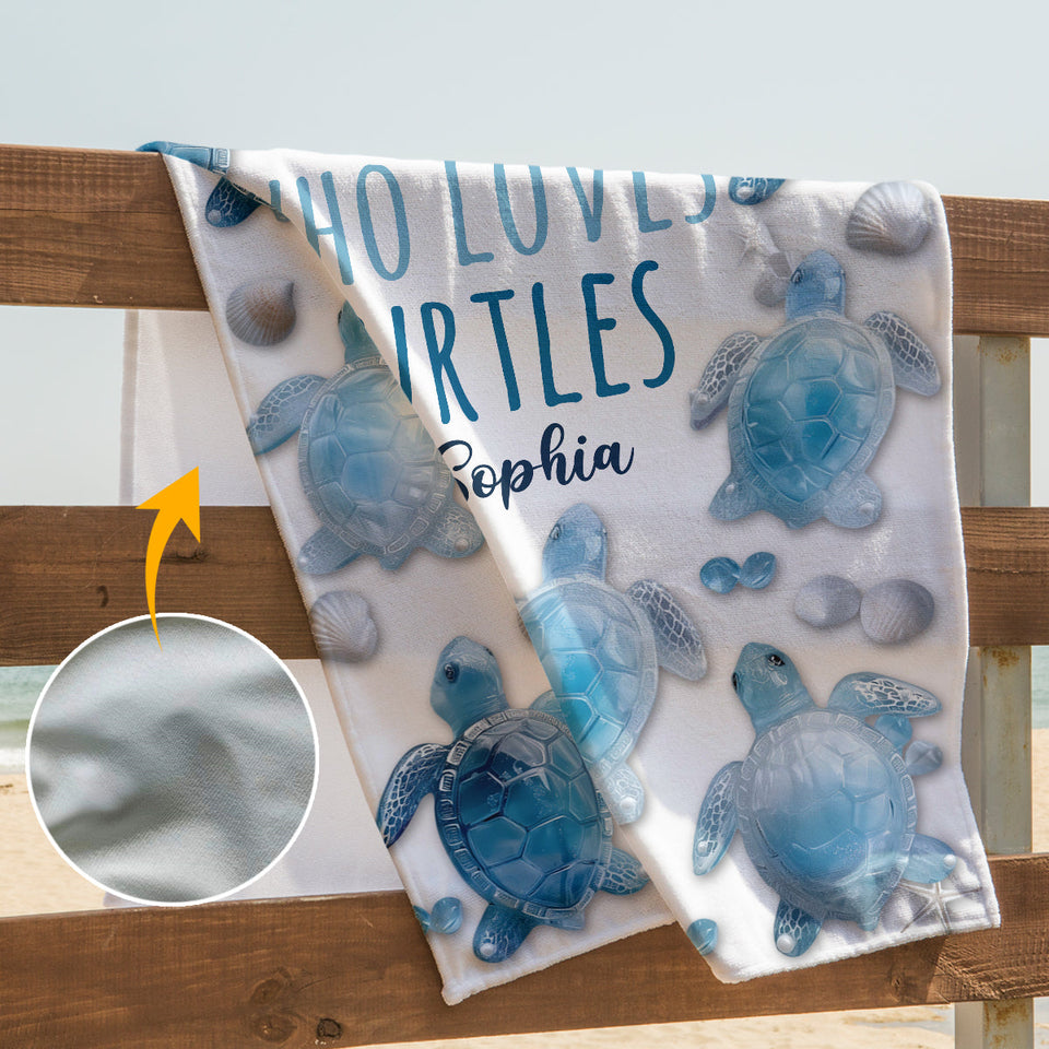 Just A Girl Who Loves Turtles - Personalized Turtle Quick-dry Beach Towel/ Bath Towel