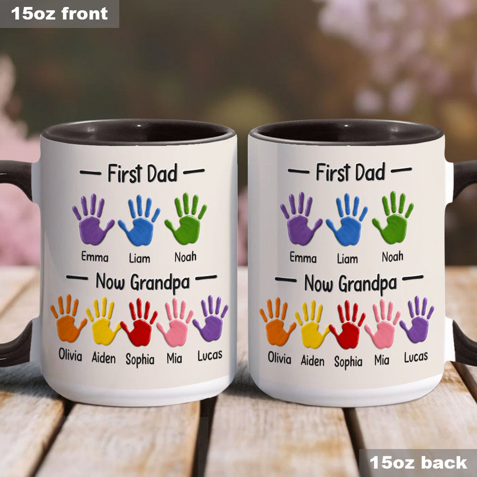 First Dad, Now Grandpa - Personalized Grandpa Accent Mug With Gift Box