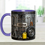 Eat Sleep Fix Car Repeat - Personalized Mechanic Accent Mug & Coaster