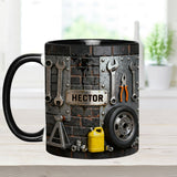 Eat Sleep Fix Car Repeat - Personalized Mechanic Accent Mug & Coaster