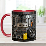 Eat Sleep Fix Car Repeat - Personalized Mechanic Accent Mug & Coaster
