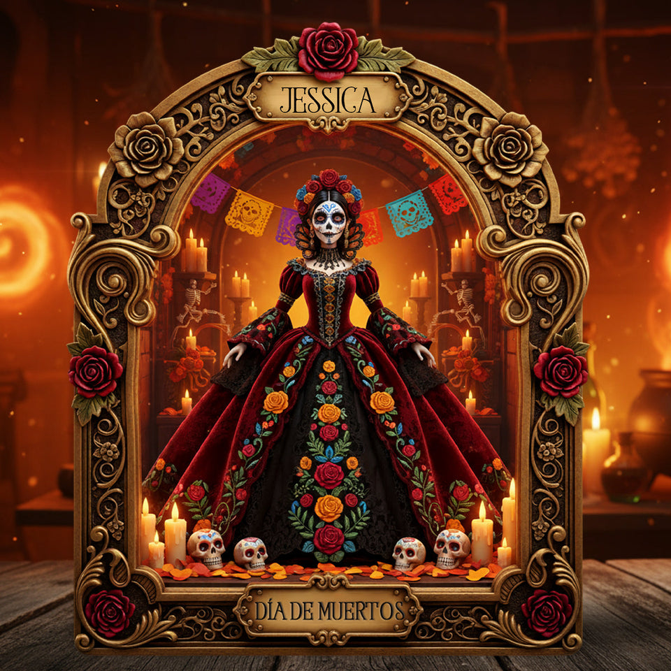 Día de Muertos, Day Of The Death - Personalized Latina Women Custom Shaped Acrylic Plaque