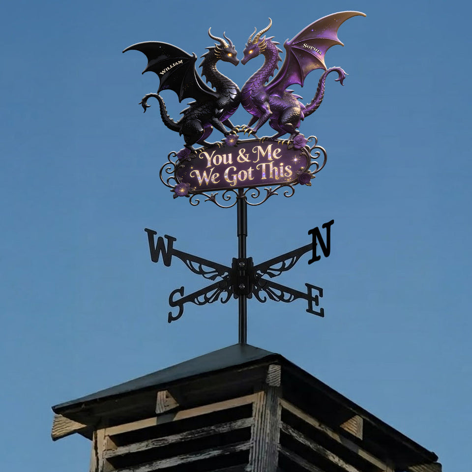 You & Me We Love You - Personalized Dragon Weather Vane