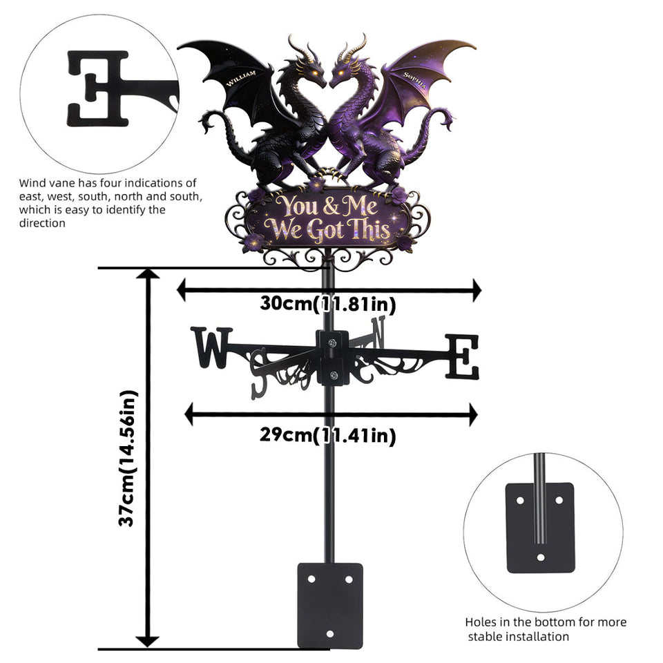 You & Me We Love You - Personalized Dragon Weather Vane