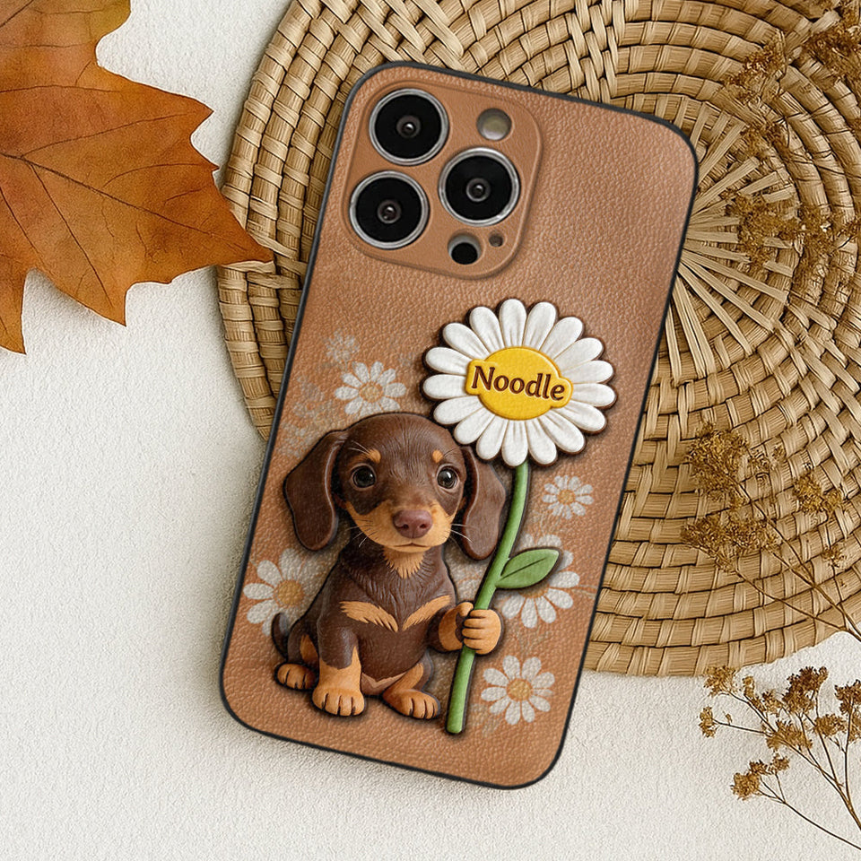 Custom Any Photo - Personalized Dog 3D Embossed Leather Phone Case