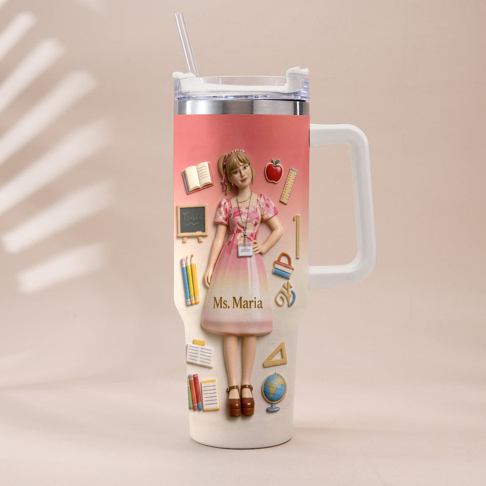Best Teacher Ever - Personalized Teacher Tumbler With Plush Charm