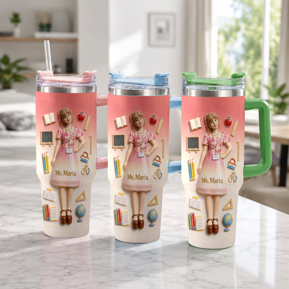 Best Teacher Ever - Personalized Teacher Tumbler With Plush Charm