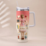 Best Teacher Ever - Personalized Teacher Tumbler With Plush Charm