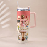 Best Teacher Ever - Personalized Teacher Tumbler With Plush Charm