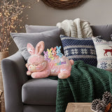 Grandma Bunny with Baby Bunnies - Personalized Grandma Faux Fur Shaped Pillow